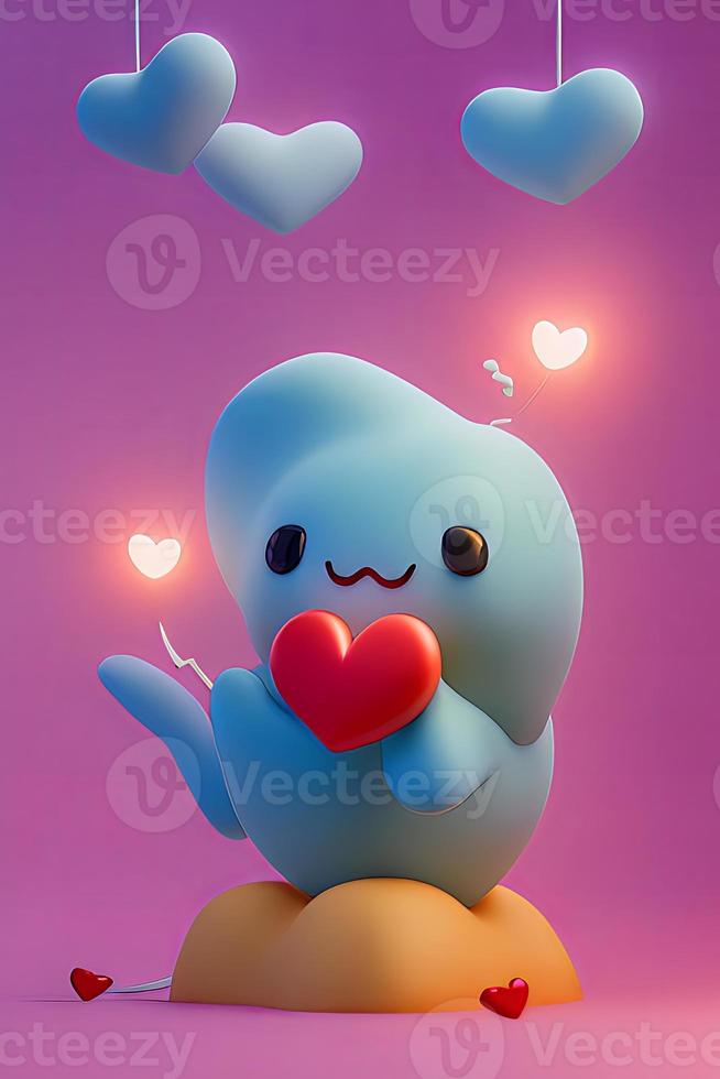 Lamps with glowing hearts, Background for valentine love with Character Cartoon photo