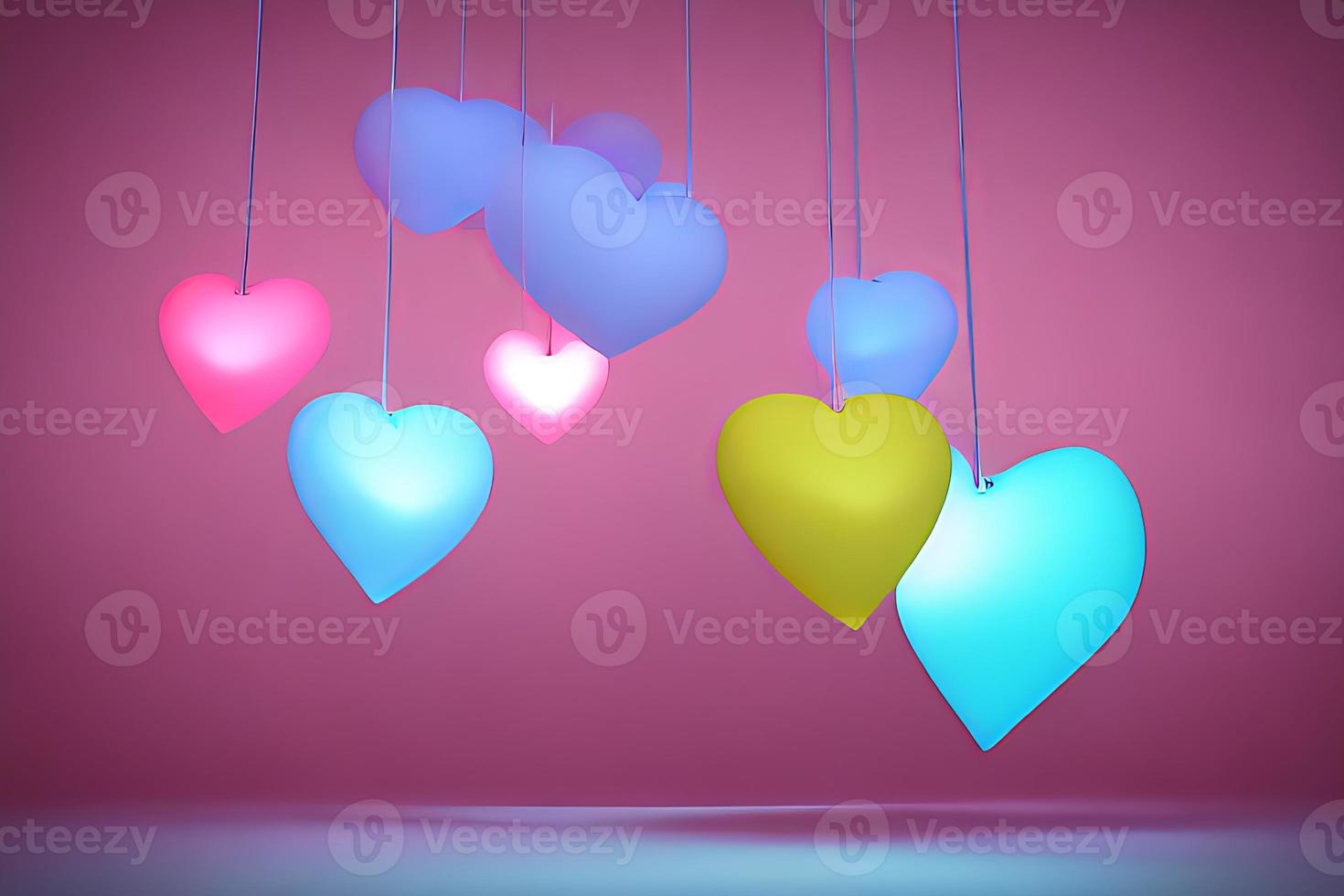 Lamps with glowing hearts, Background for valentine love with Character Cartoon photo