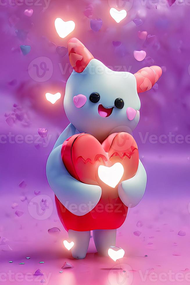 Lamps with glowing hearts, Background for valentine love with Character Cartoon photo