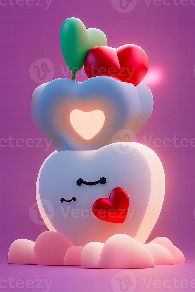 Lamps with glowing hearts, Background for valentine love with Character Cartoon photo