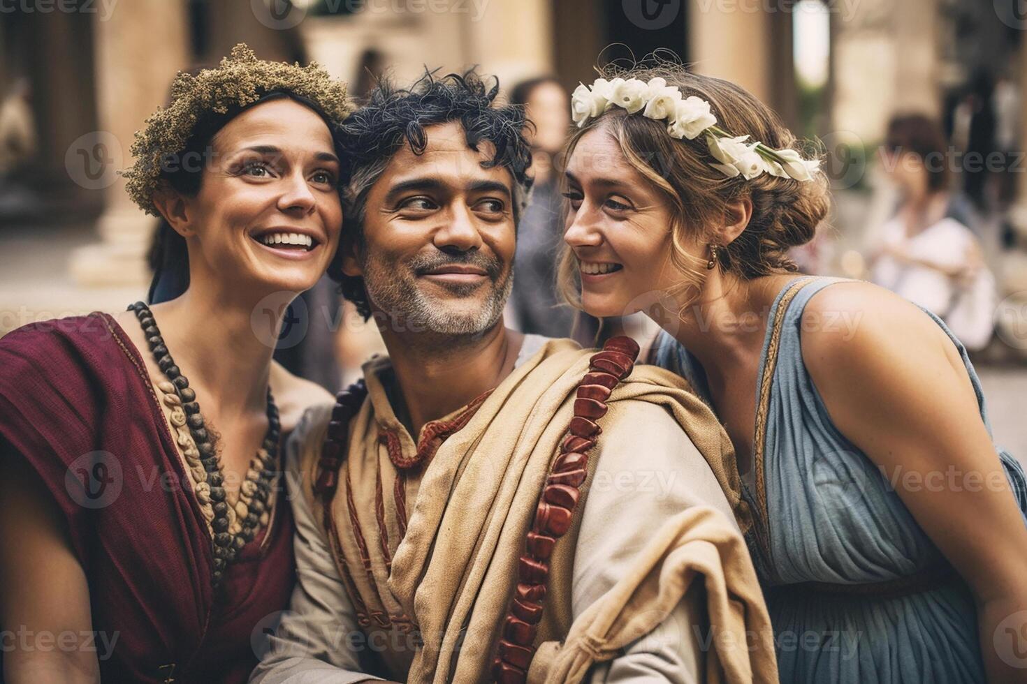 César toma selfies con su novias. generativo ai. foto