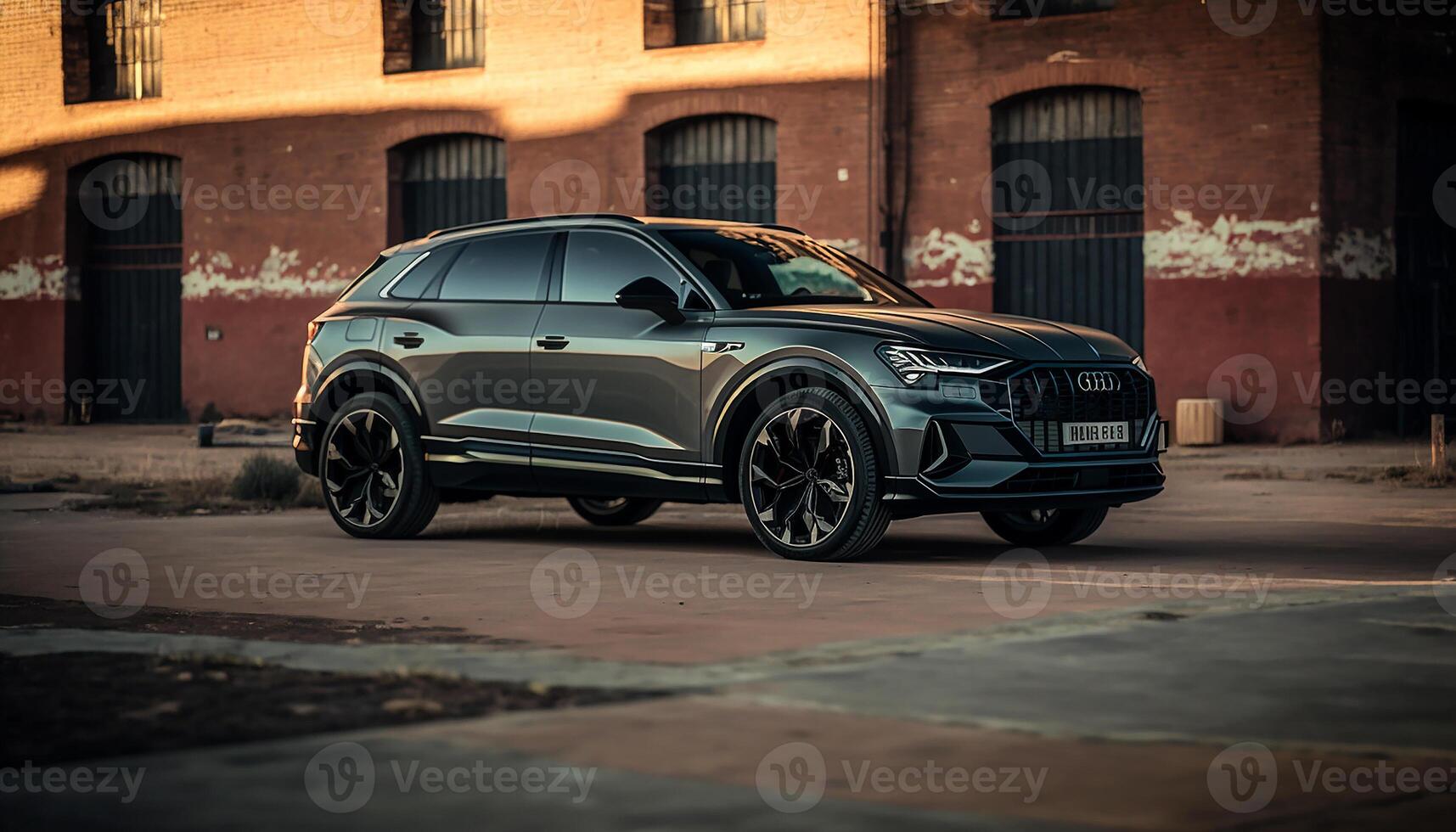 prima suv coche en el calles de el ciudad. generativo ai foto