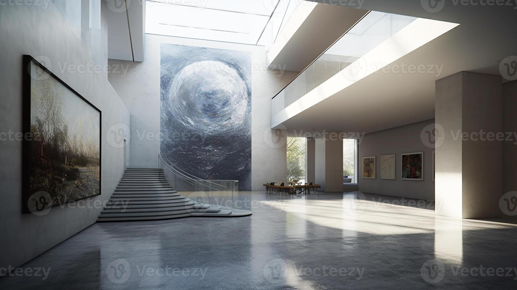 Museum of Art, ultra-modern lobby. Architectural solution. photo