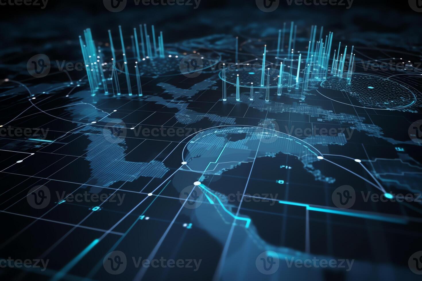Data flow technology concept for business analysis and financial transactions. photo