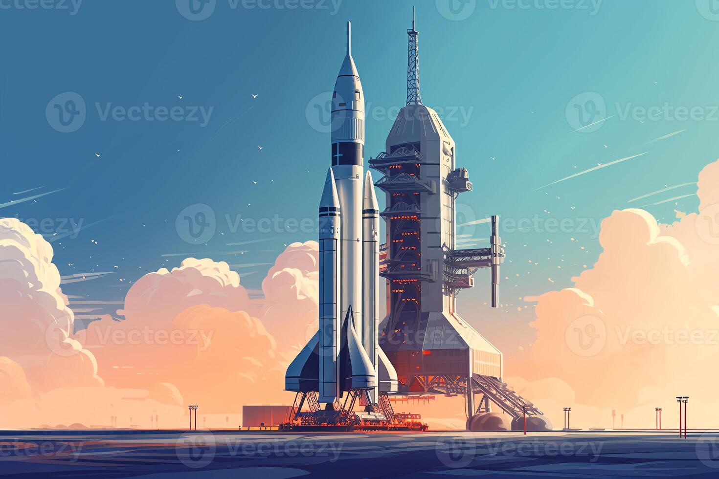 Space rocket on launch pad. photo
