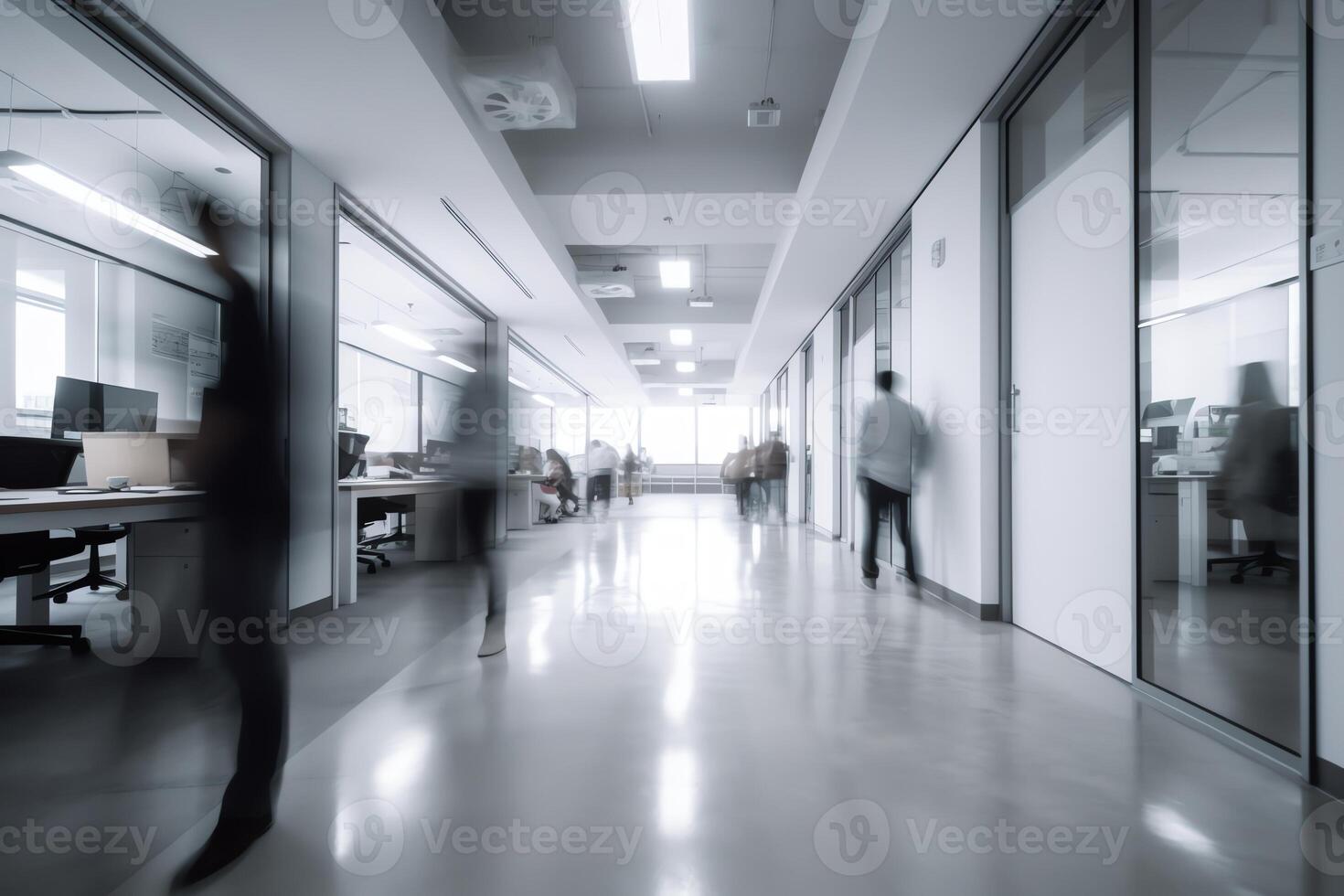 Office space with blurred people. photo