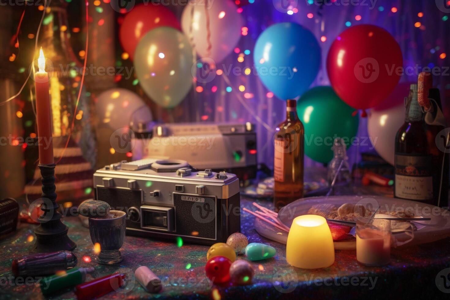 Nostalgia party concept. realism created with AI tools. photo