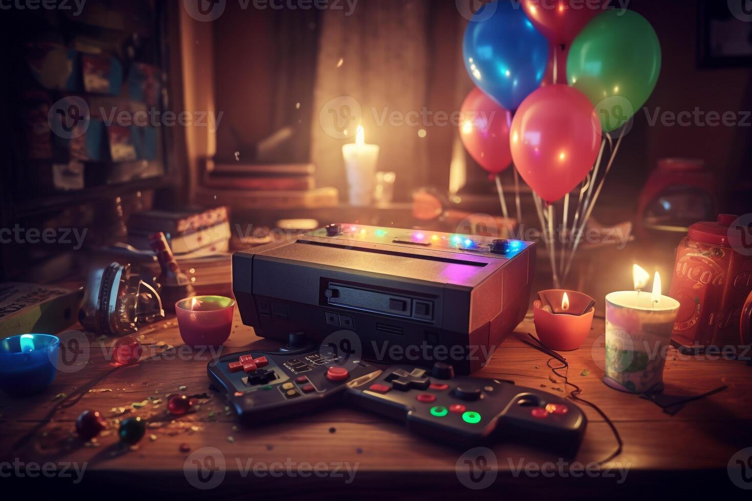 Nostalgia party concept. realism created with AI tools. photo