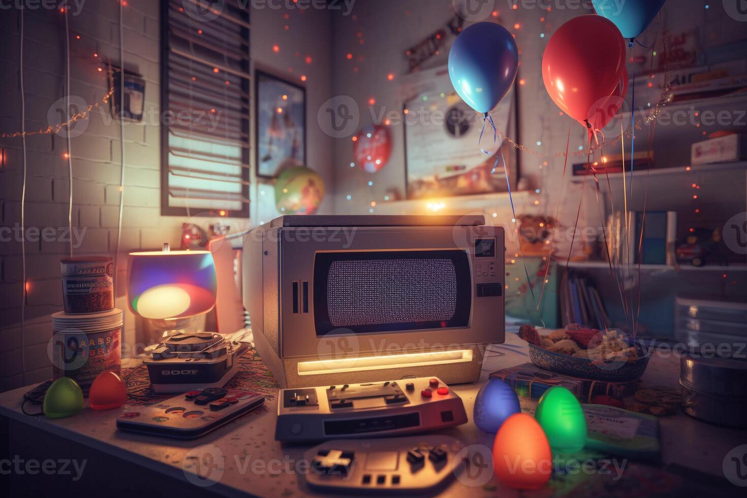 Nostalgia party concept. realism created with AI tools. photo