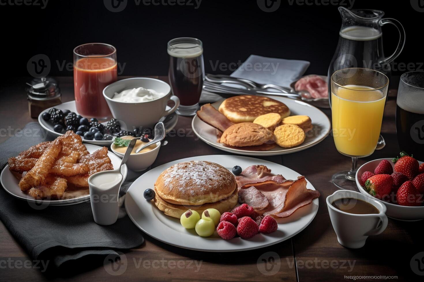 americano desayuno comida menú. ai generado. foto