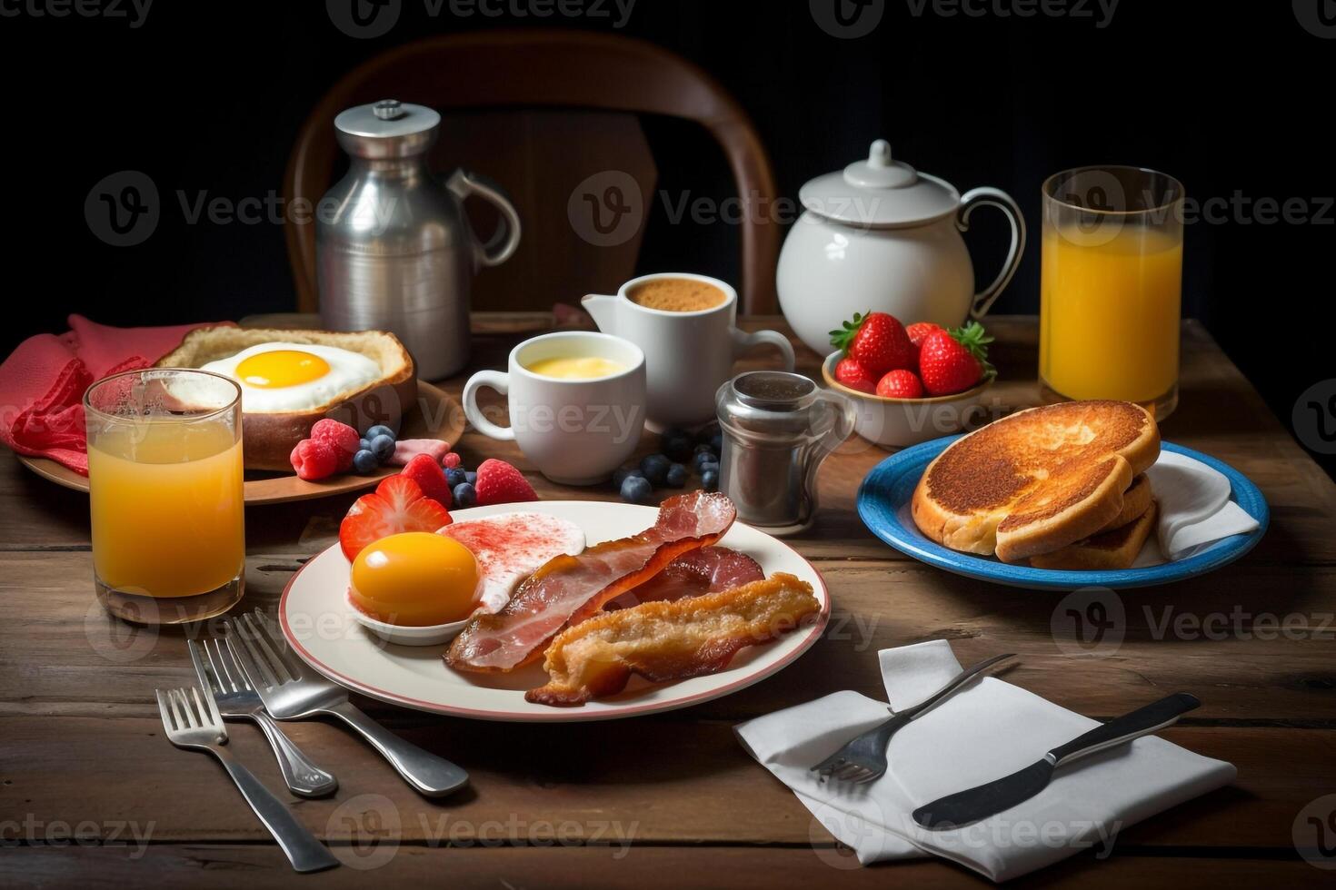 American breakfast food menu. . photo