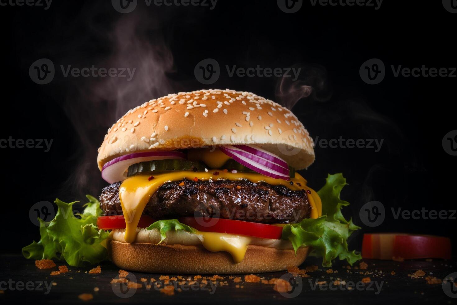 Beef burgers on wooden plate. . photo