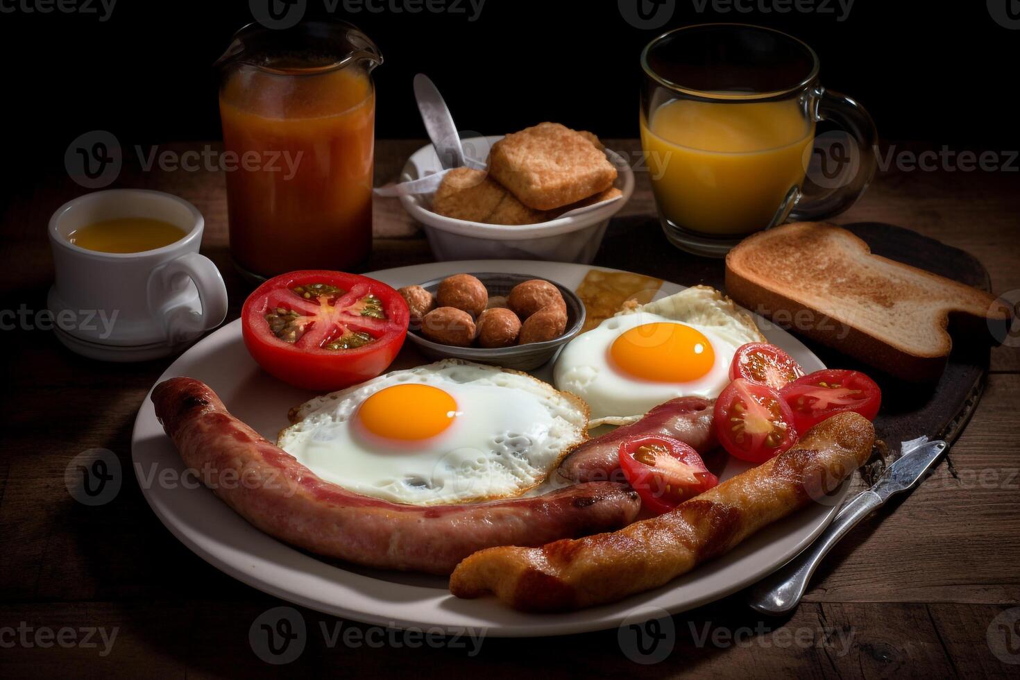 Inglés desayuno comida menú. ai generado. foto