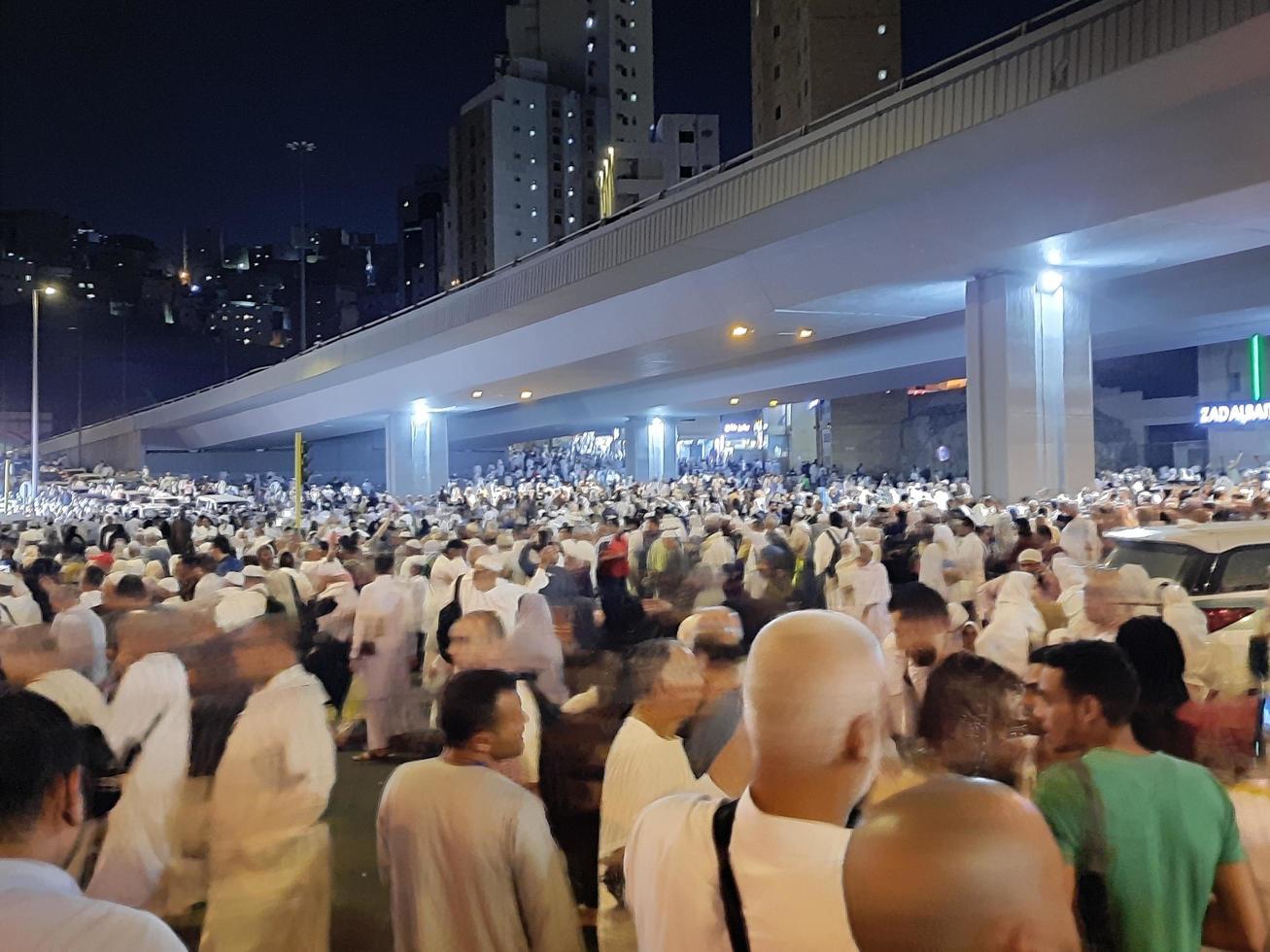Mecca, Saudi Arabia, April 2023 - Pilgrims from different countries of the world are outside Masjid al-Haram, Makkah on the twenty-seventh night of Ramadan. photo