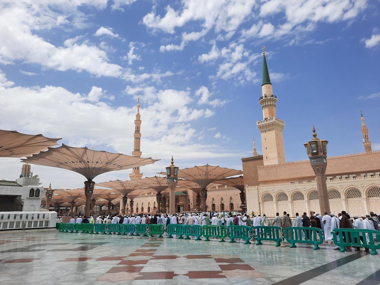 Medina, Saudi Arabia, April 2023 - Beautiful outside view of the Prophets mosque in Medina. photo