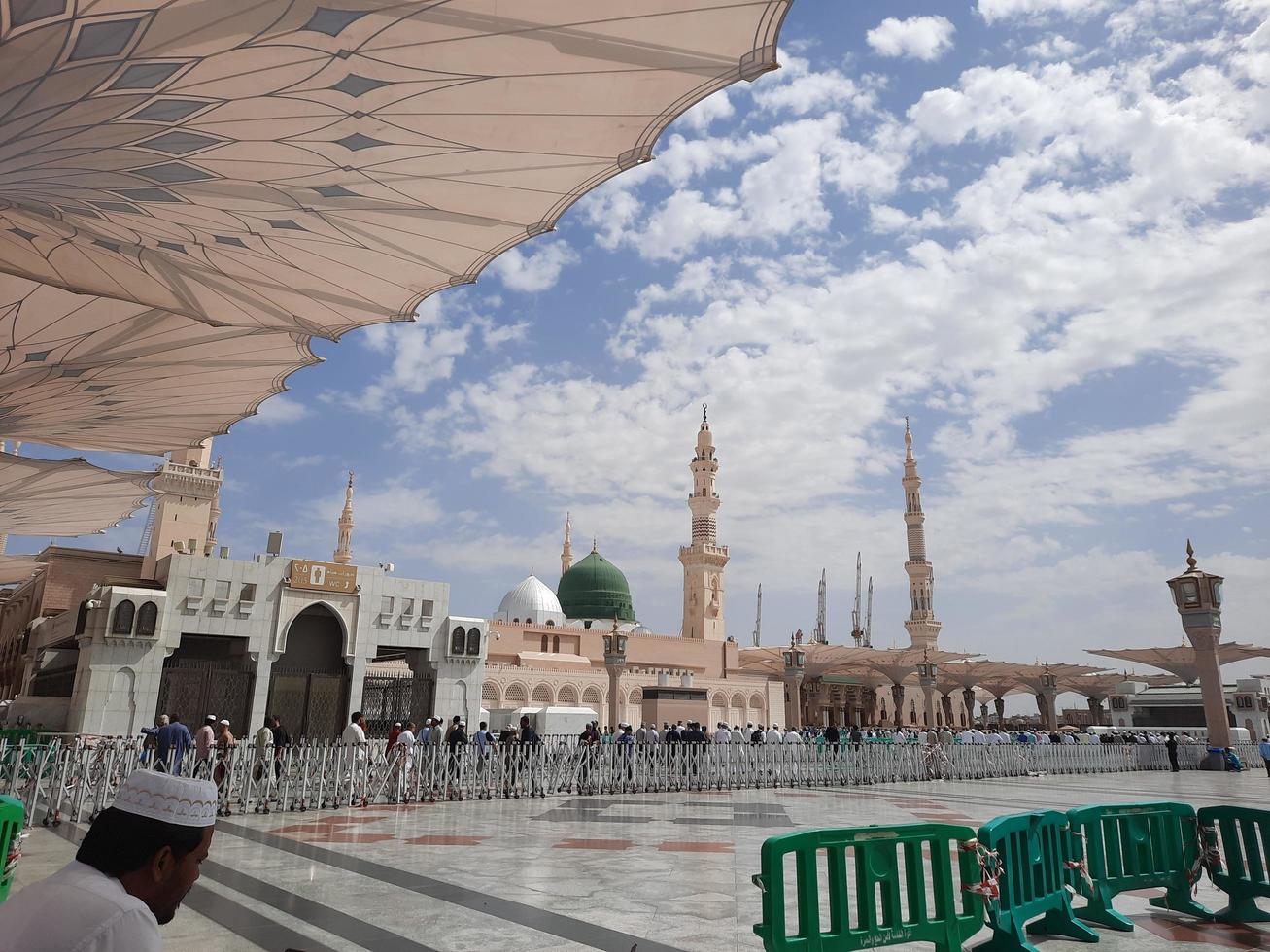 Medina, Saudi Arabia, April 2023 - Beautiful outside view of the Prophets mosque in Medina. photo