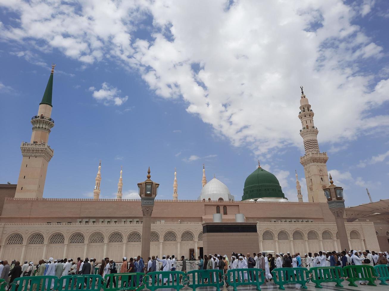 Medina, Saudi Arabia, April 2023 - Beautiful outside view of the Prophets mosque in Medina. photo
