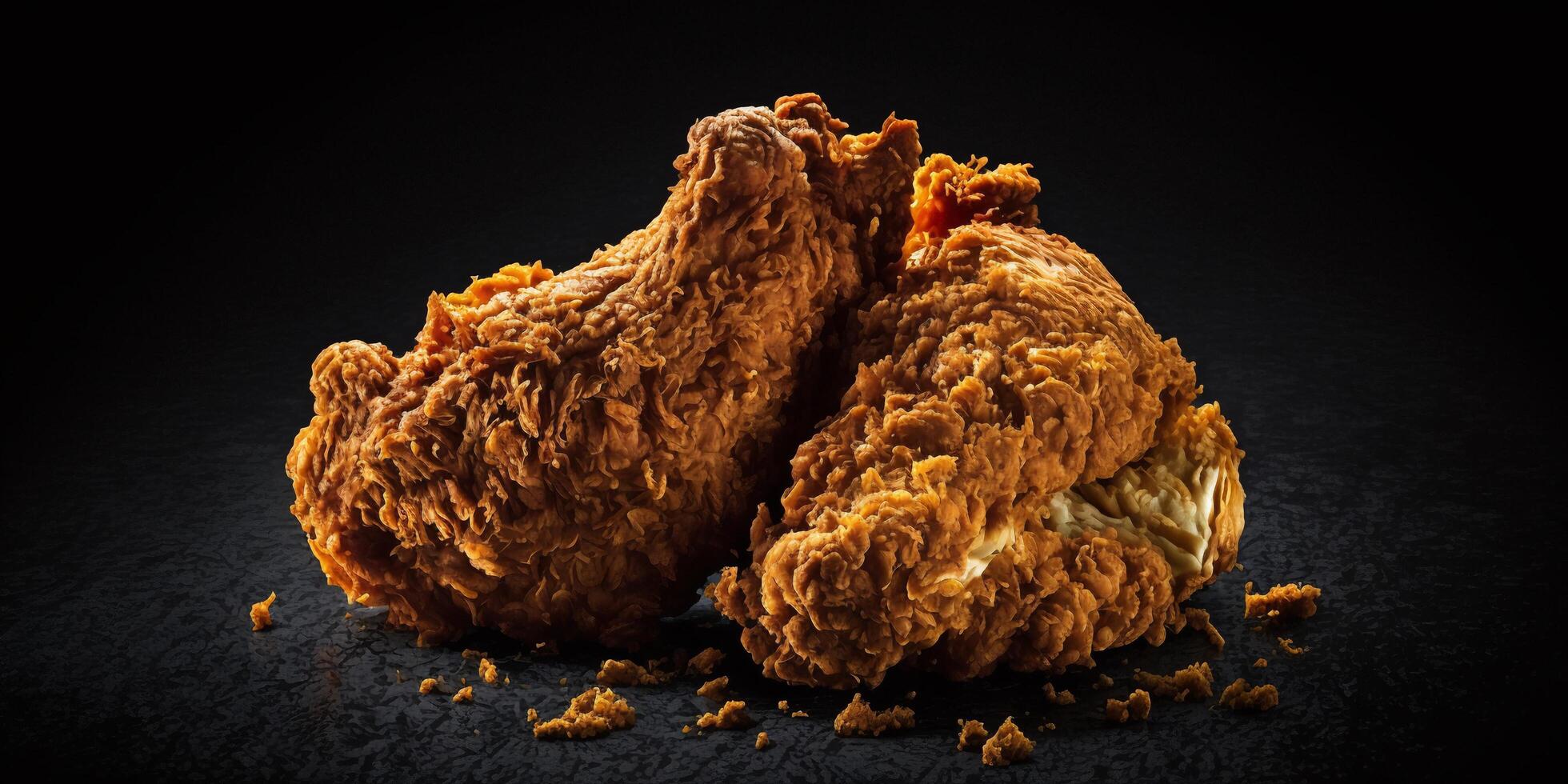 The side angle view of fried chicken with . photo