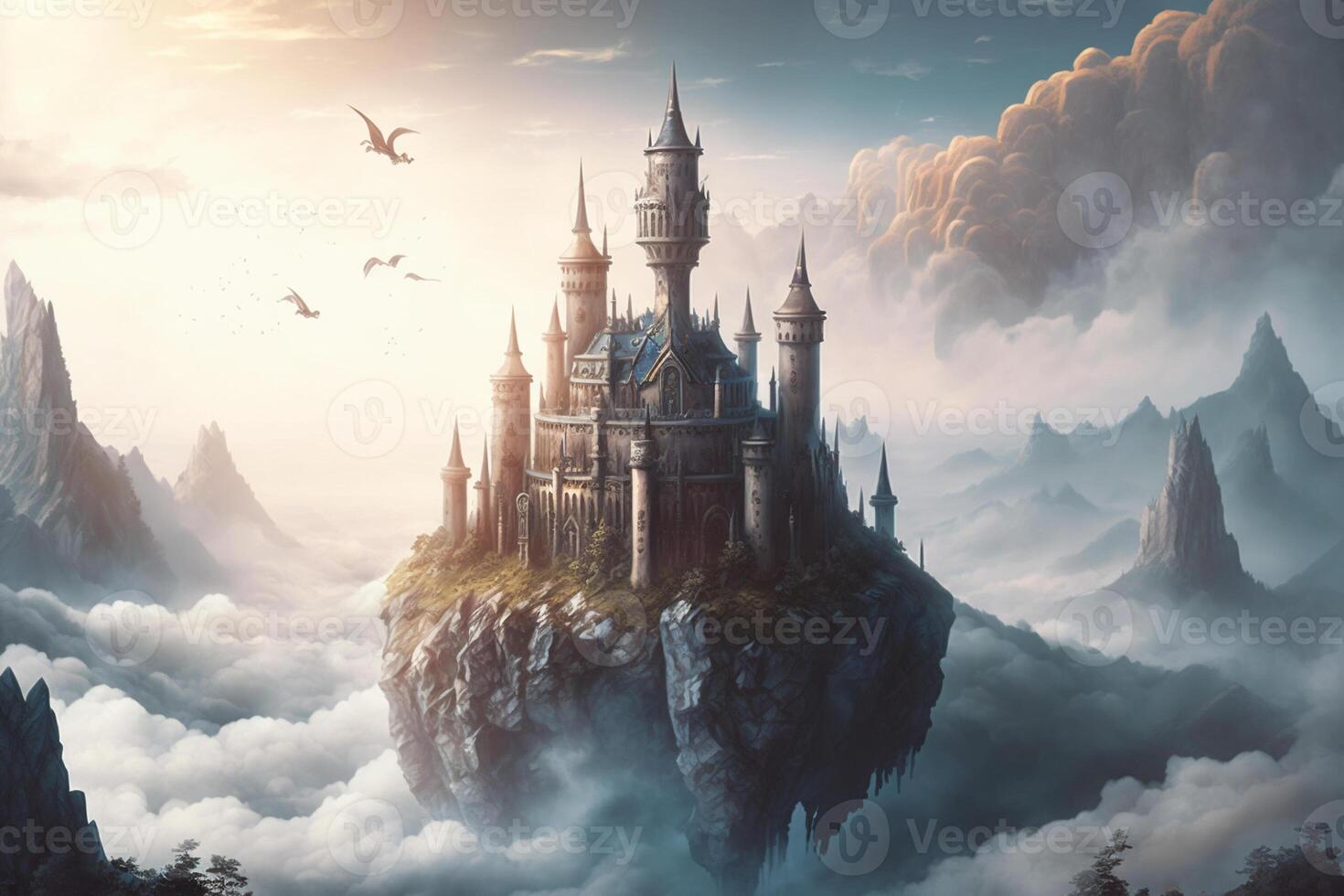 A fantasy castle in the cloud photo