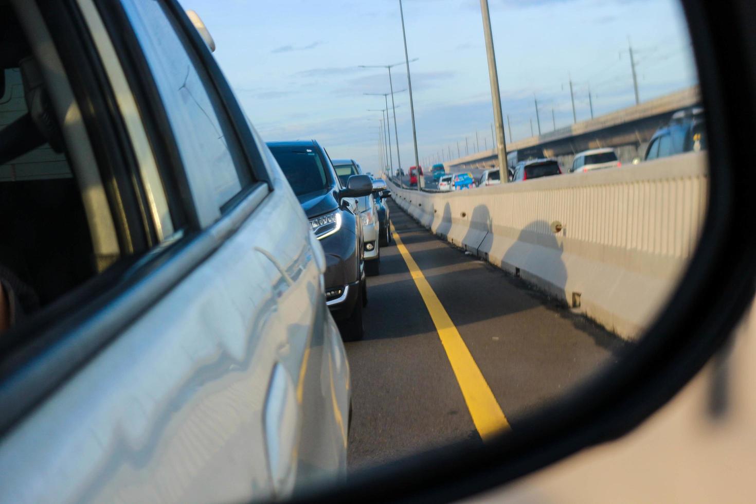 West Java, Indonesia in April 2023. The traffic jam that occurred on the Jakarta Cikampek 2 elevated toll road or known as the MBZ Mohammad Bin Zayed toll road photo