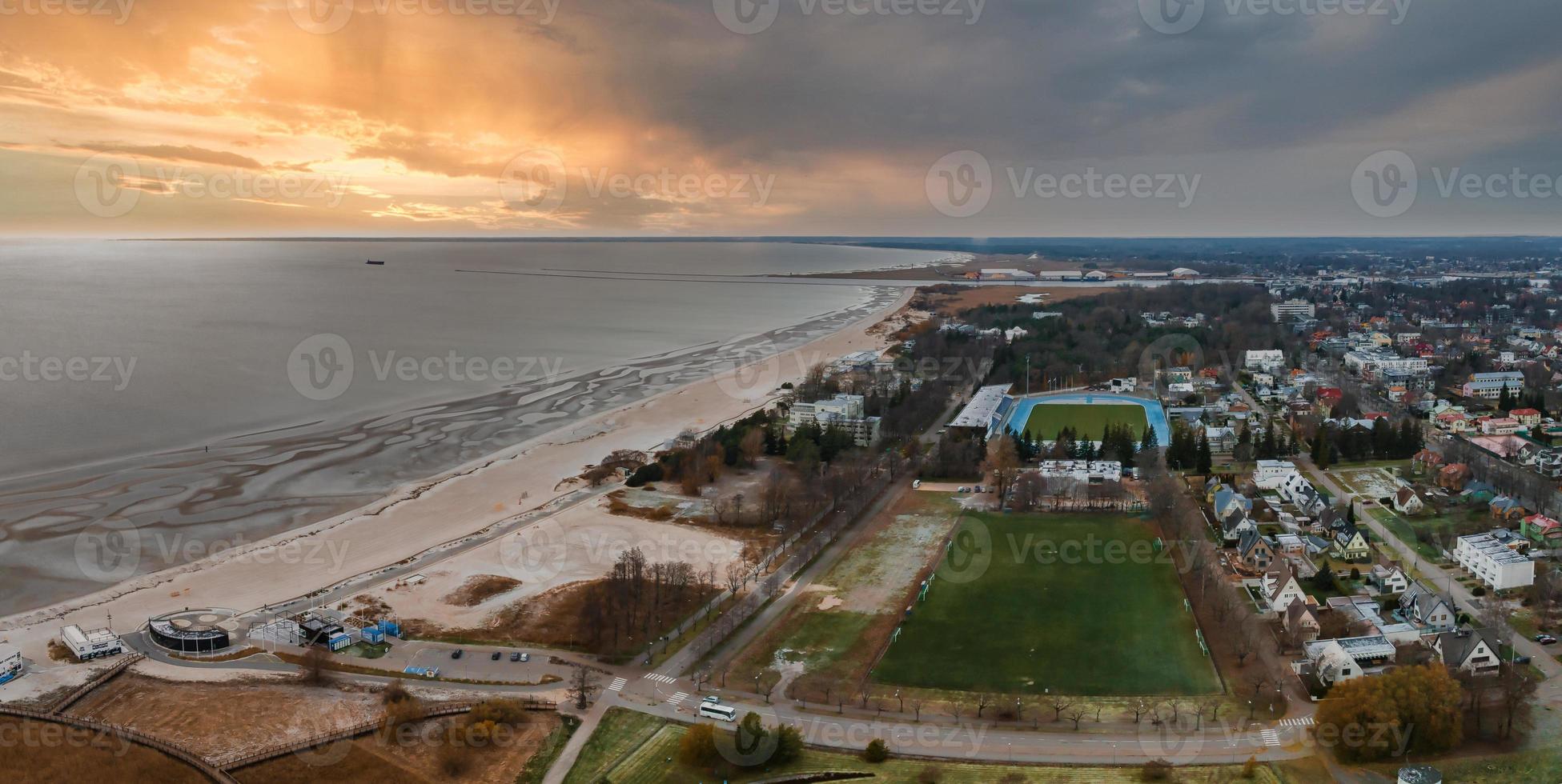 Aerial view of the beautiful seaside city of Parnu. photo