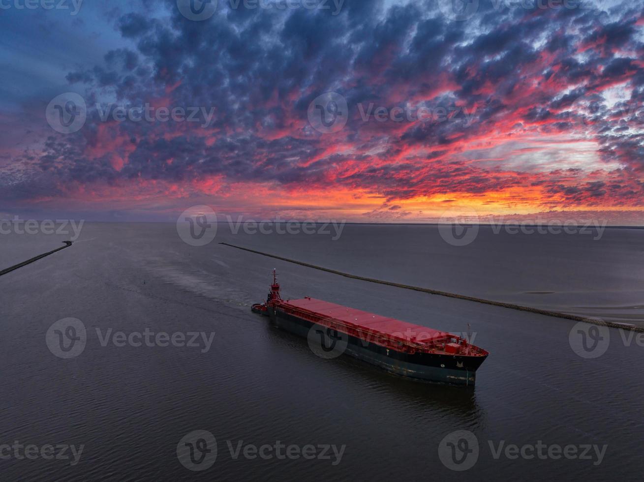 Oil - Chemical tanker at sea - Aerial view photo