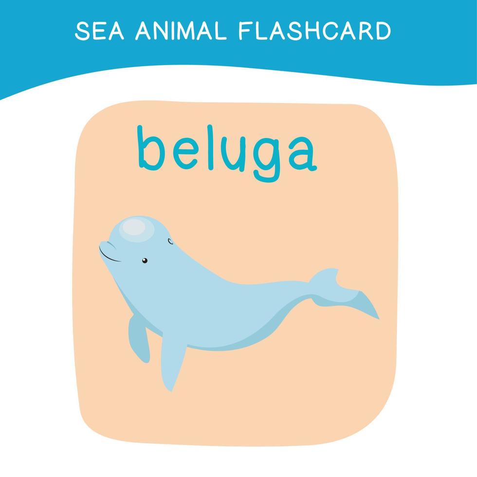 linda mar animal tarjeta de memoria flash para preescolar niños. Inglés nombre con dibujos animados animales colocar. tarjeta juegos para niños. vector ilustración.