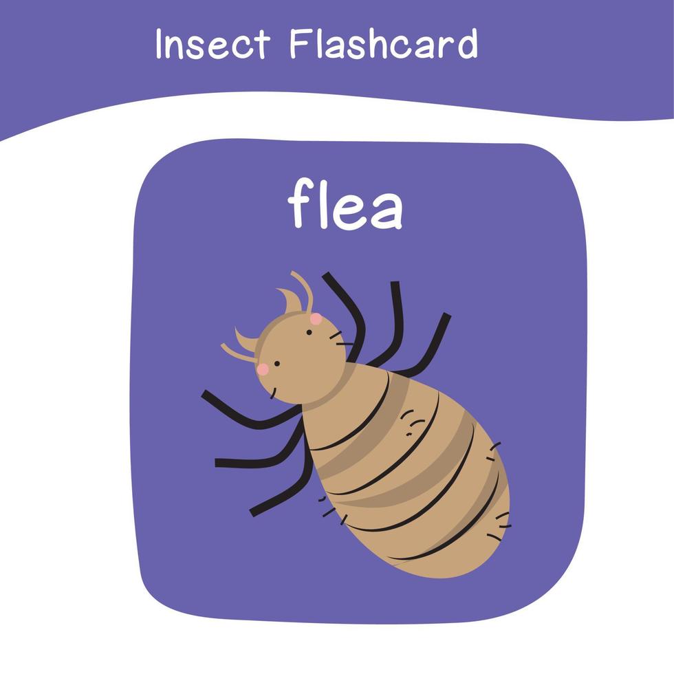 Insect Game flashcards for children. Educational printable game card with images using funny insect animal for kids. Animals with names. Animal card vocabulary. Vector illustration.