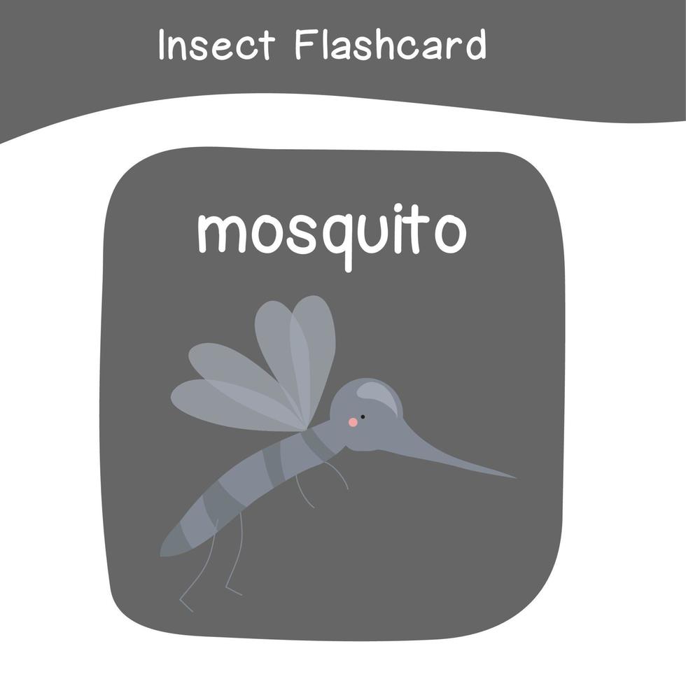 Insect Game flashcards for children. Educational printable game card with images using funny insect animal for kids. Animals with names. Animal card vocabulary. Vector illustration.