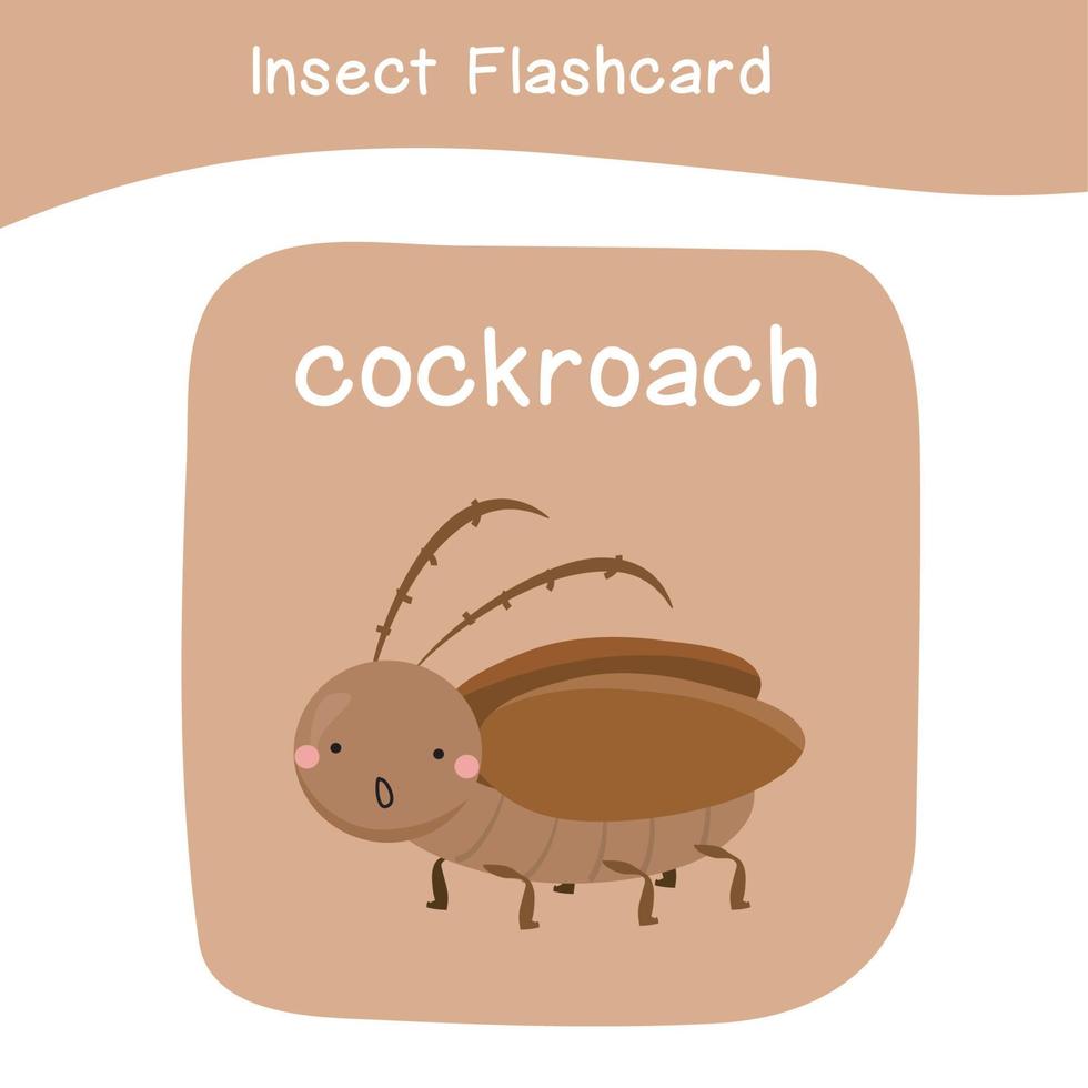 Insect Game flashcards for children. Educational printable game card with images using funny insect animal for kids. Animals with names. Animal card vocabulary. Vector illustration.