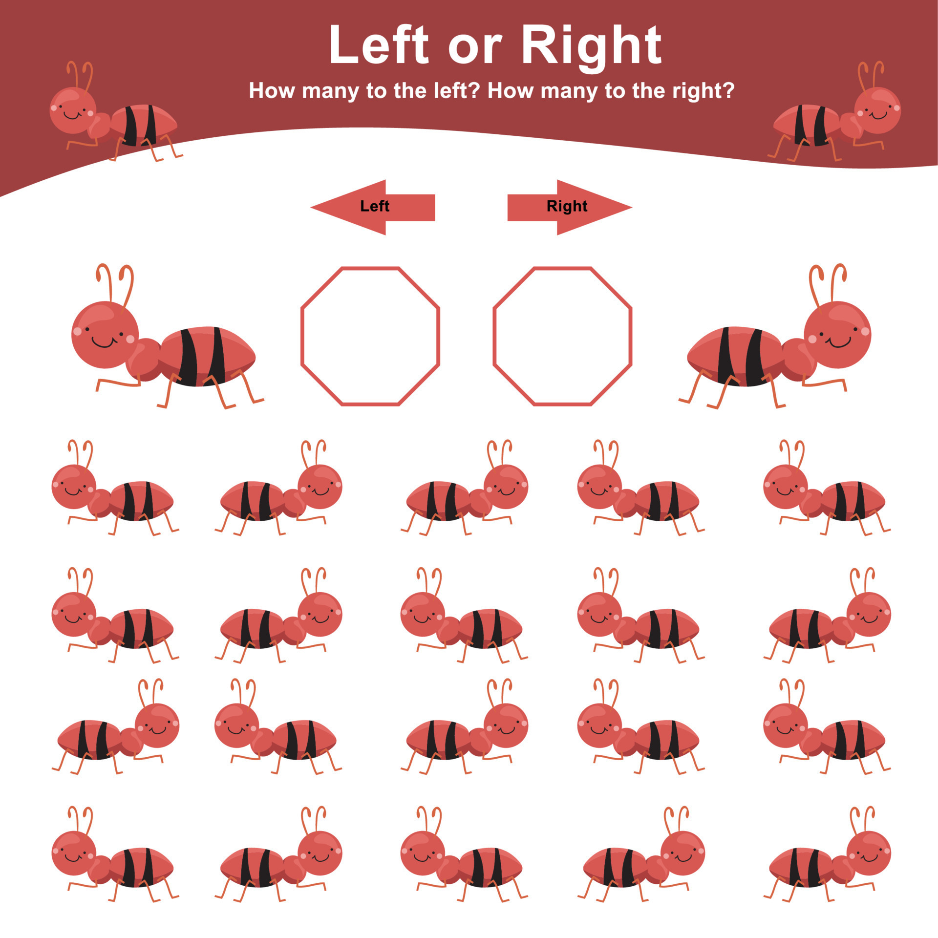 Left or right game worksheet mathematic worksheet count and write