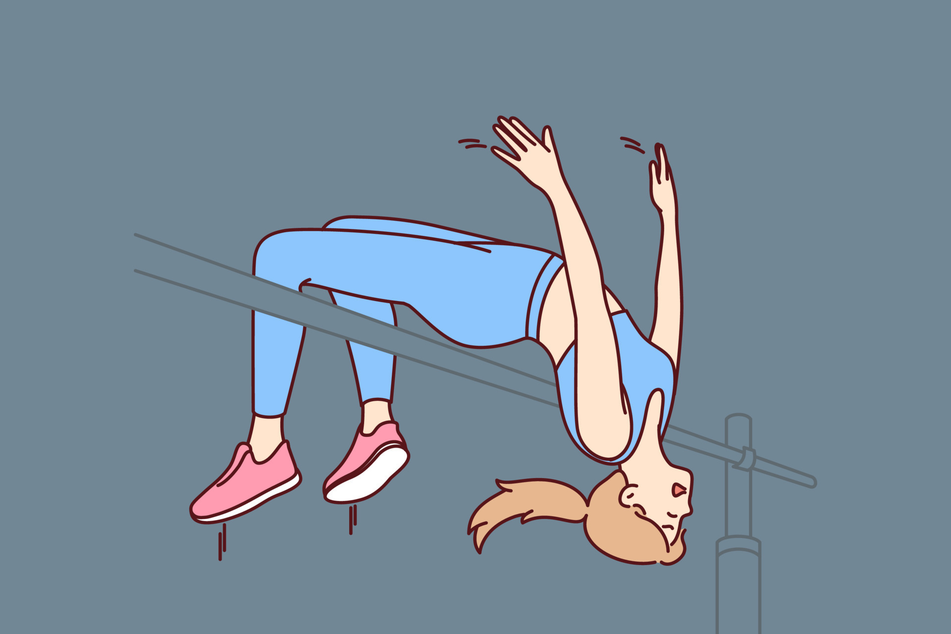 Woman athlete makes high jump over bar wanting to win sport competition