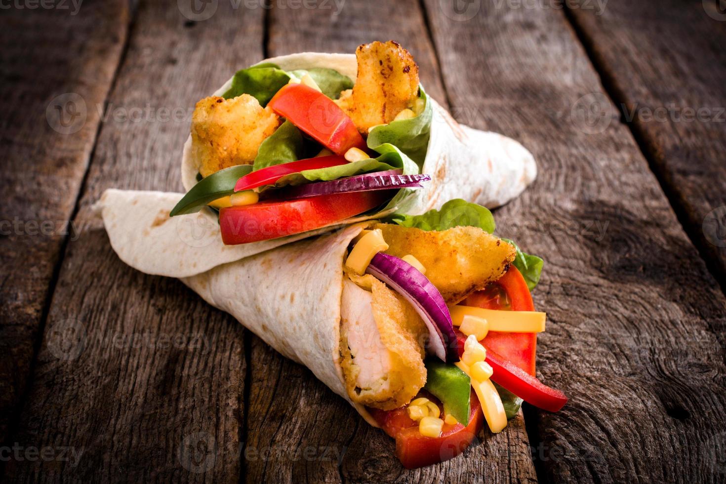 Fried chicken wrap sandwich photo