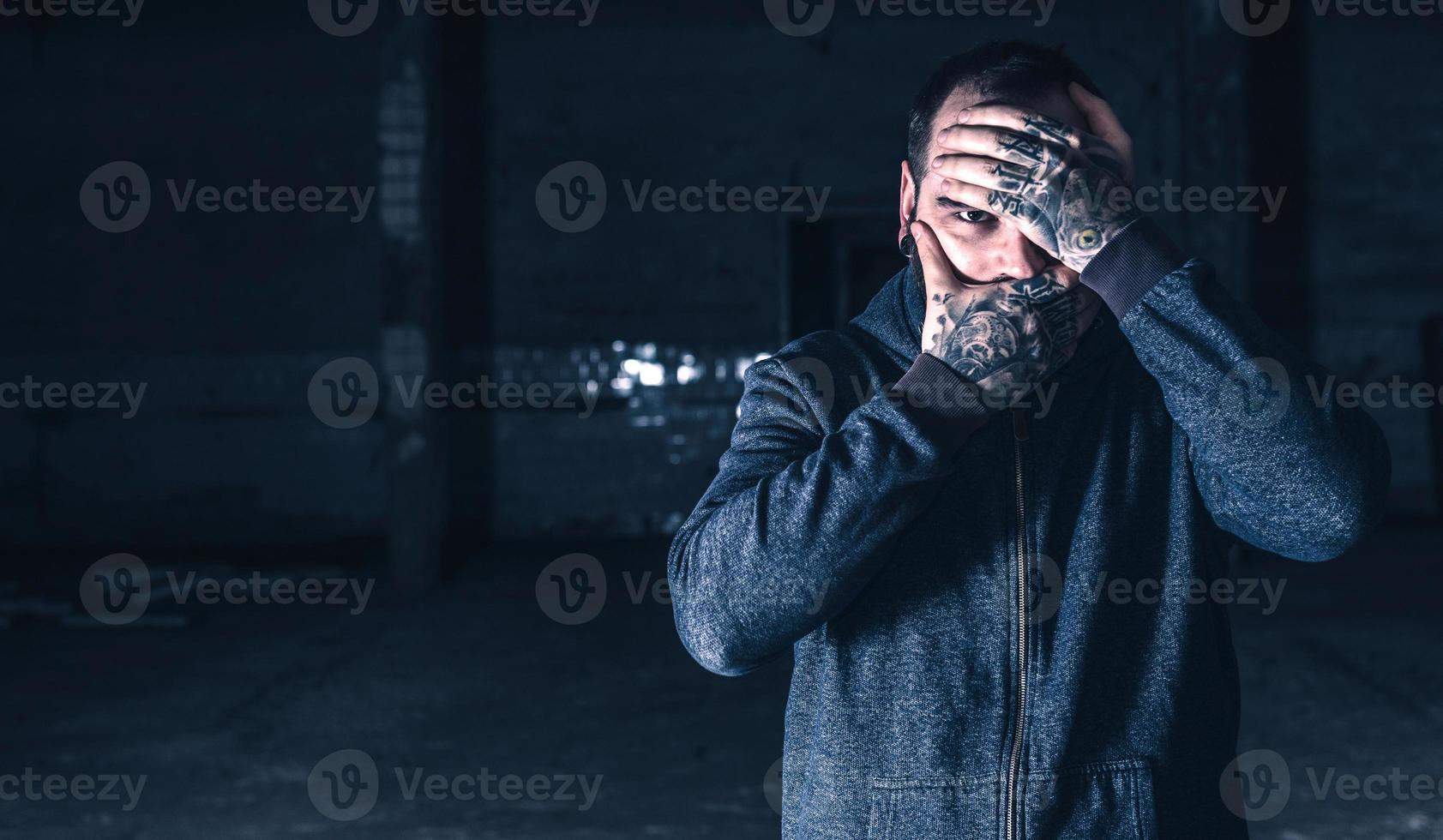 Hands on head photo