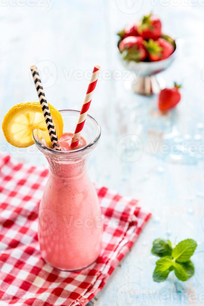 Fresh strawberry smoothie photo