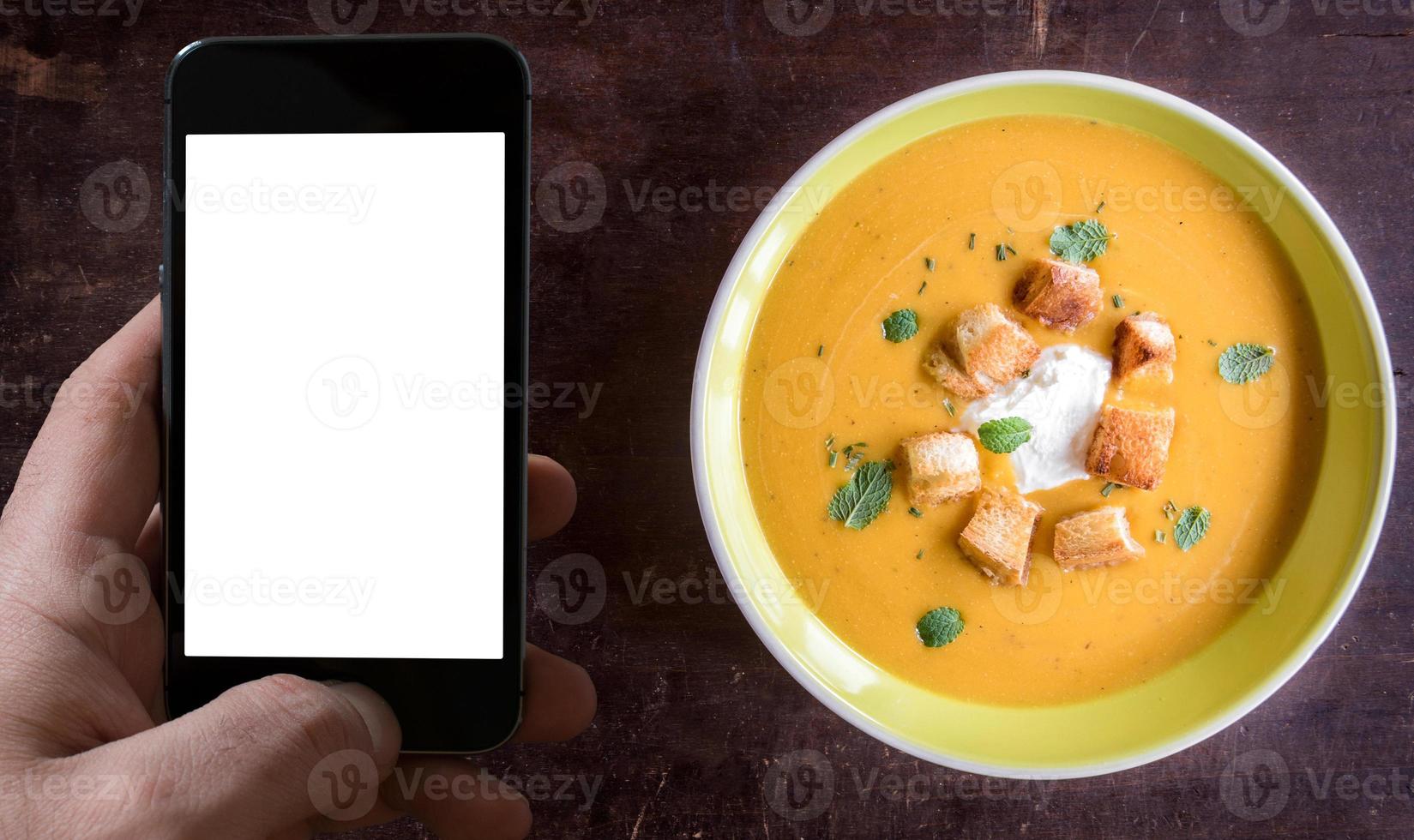 Homemade pumpkin soup photo