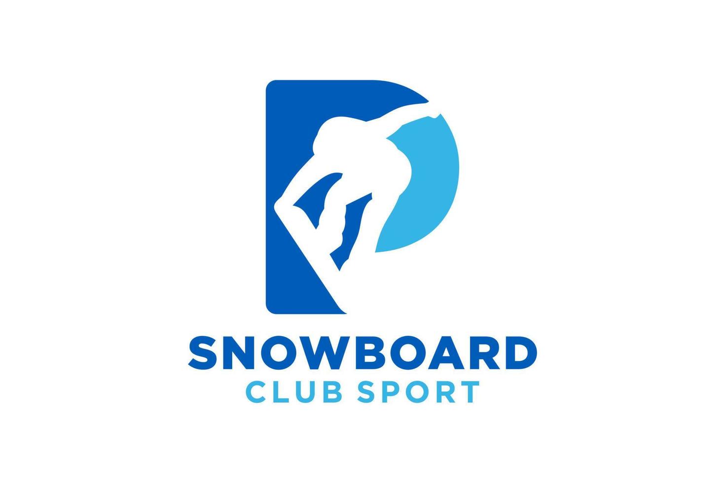 Vector initials letter P with snowboard creative geometric modern logo design.