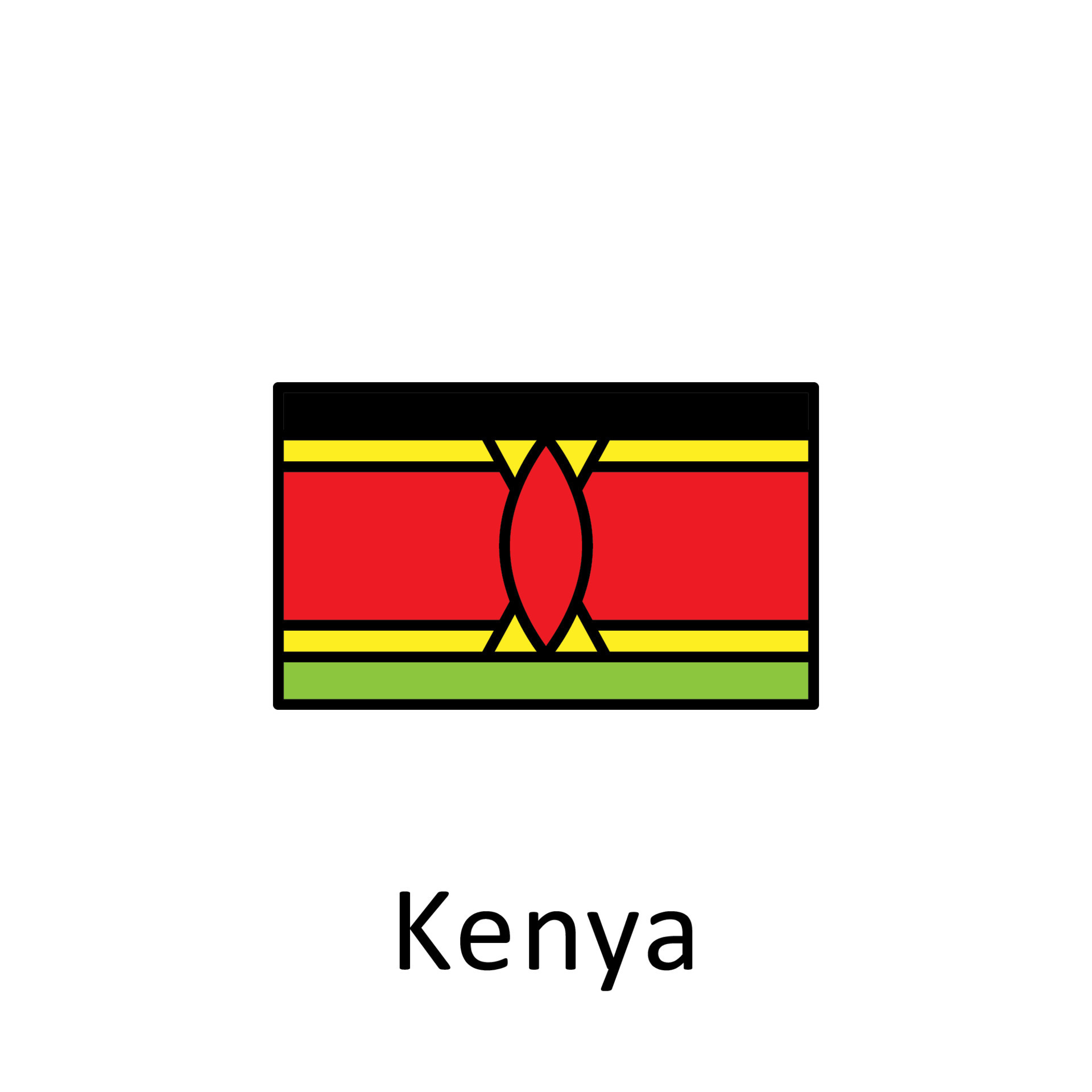 nacional bandera de Kenia en sencillo colores con nombre vector icono