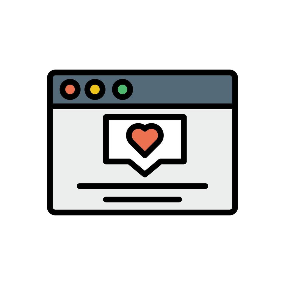 Browser, web site, heart, comment vector icon illustration