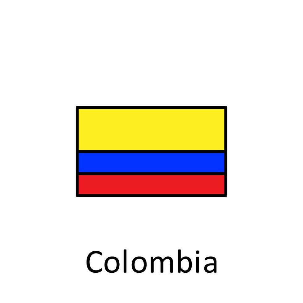 nacional bandera de Colombia en sencillo colores con nombre vector icono ilustración