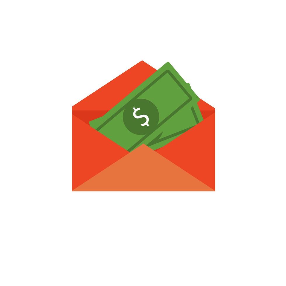 money in an envelope colored vector icon illustration