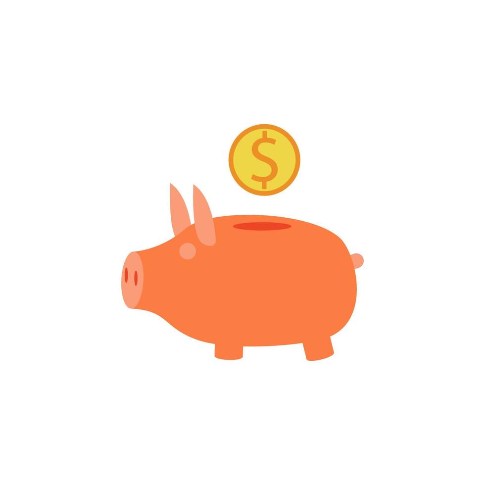 piggy bank colored vector icon illustration