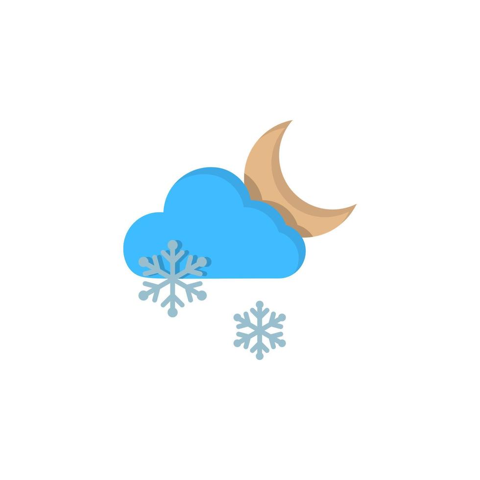 Cloud crescent snow snowflakes vector icon illustration