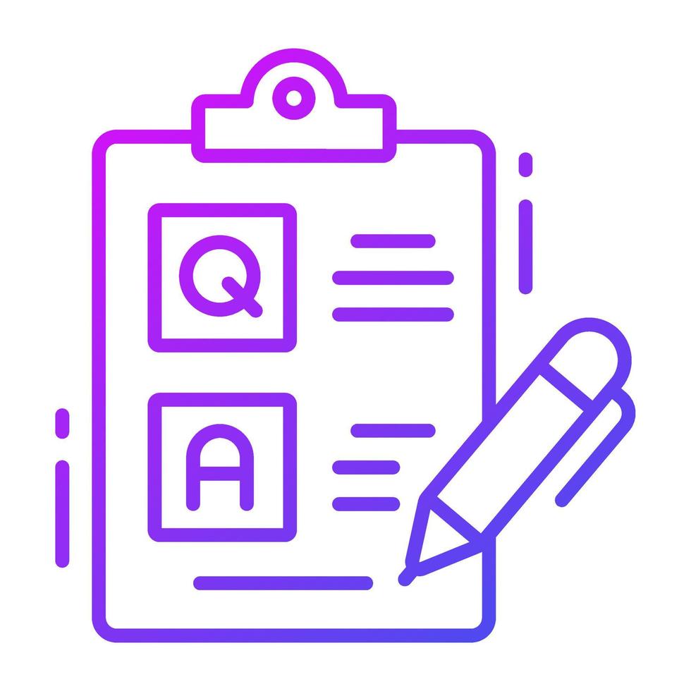 Questionnaire icon in modern and trendy style, premium vector