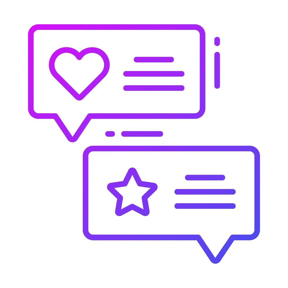 Chat bubbles having star and heart concept of feedback vector