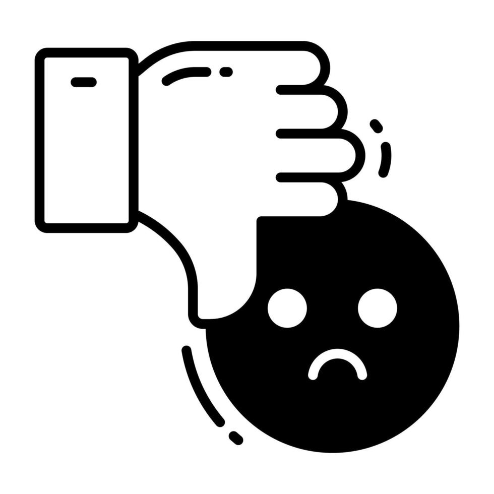 Thumb down with emoji showing dislike vector design