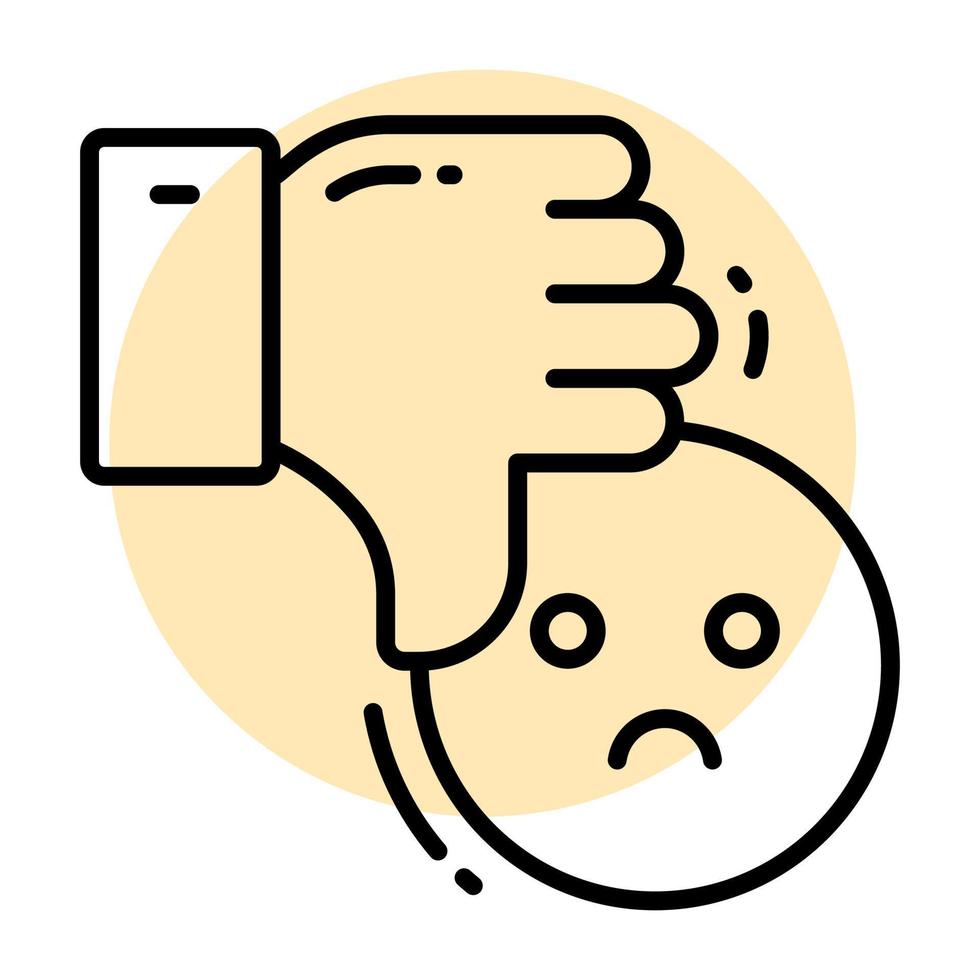 Thumb down with emoji showing dislike vector design