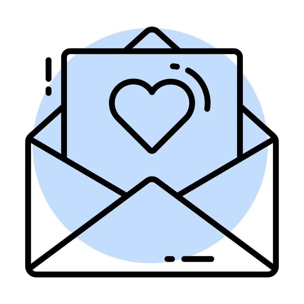 Letter envelope having page with heart, vector of good feedback