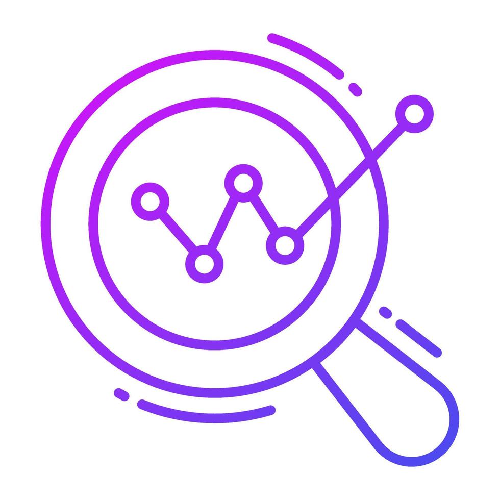 creciente gráfico con lupa, concepto de datos datos analítica vector