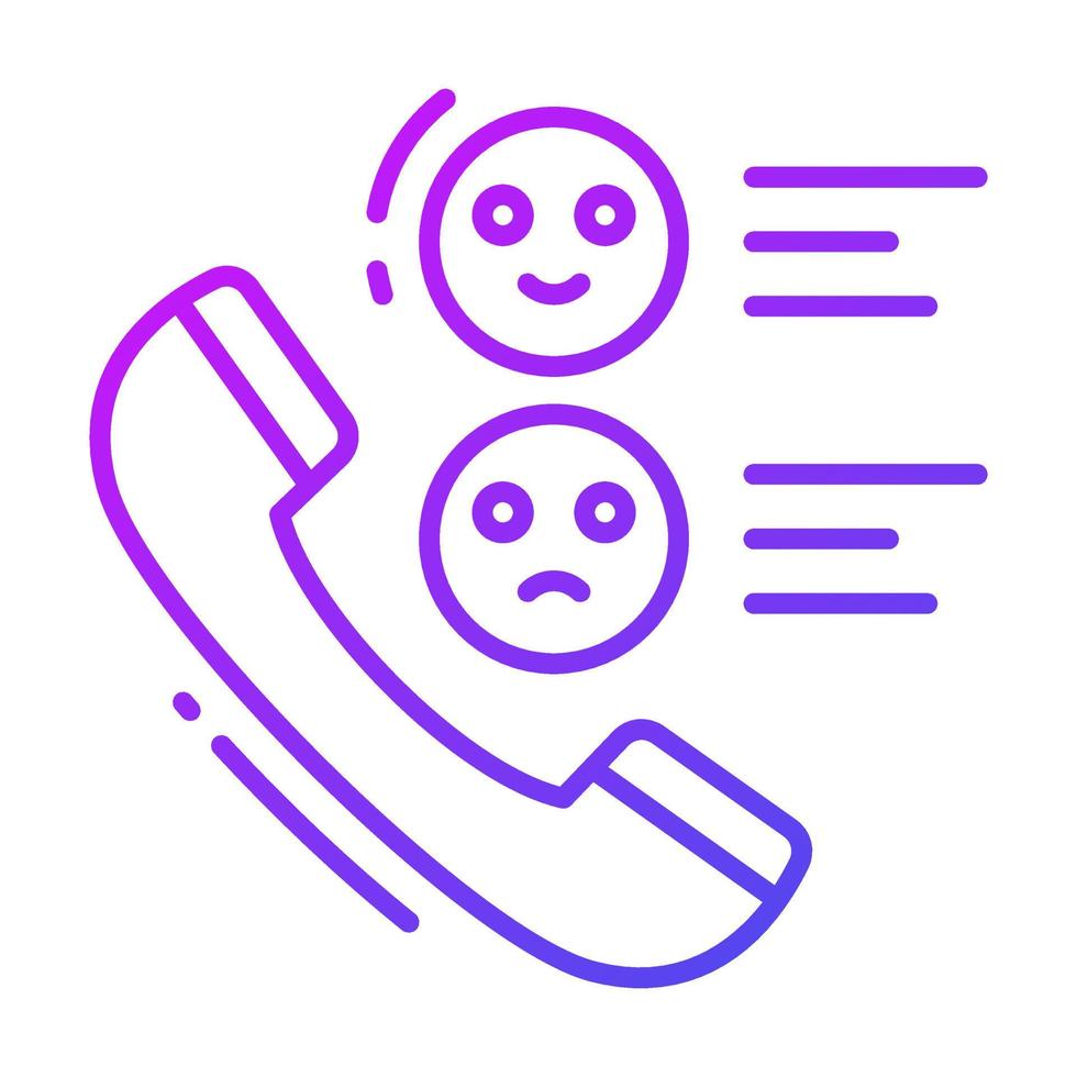 Phone receiver with emojis showing concept of phone call survey vector